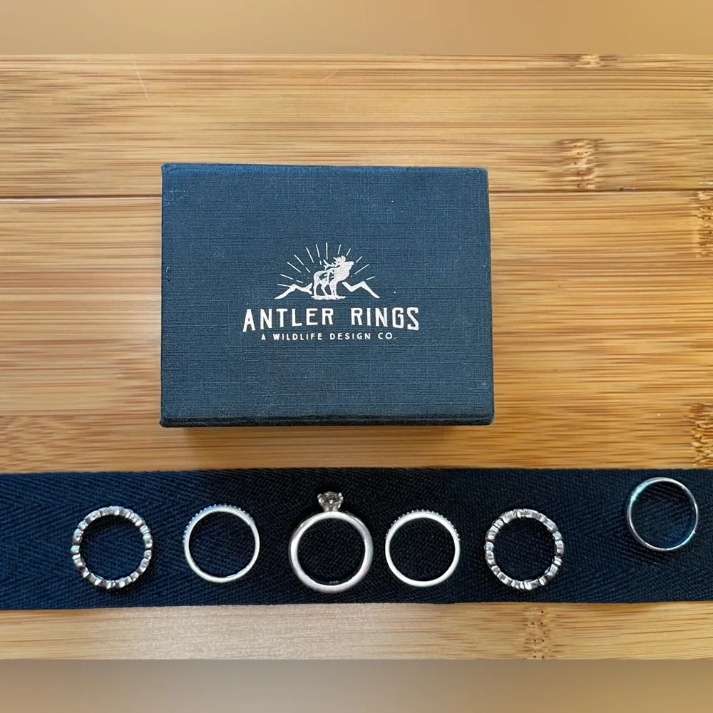 Antler Rings The Magnolia Springs Set. Lab Made Diamond ,Silver 925 ,Turquoise - Picture 4 of 13